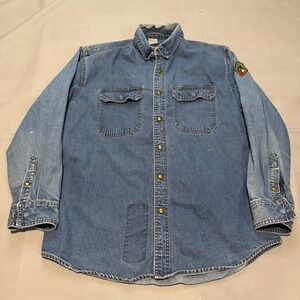 Black Stallion FR Flame Fire Resistant Denim Work Shirt Blue Men Snap Front XL-